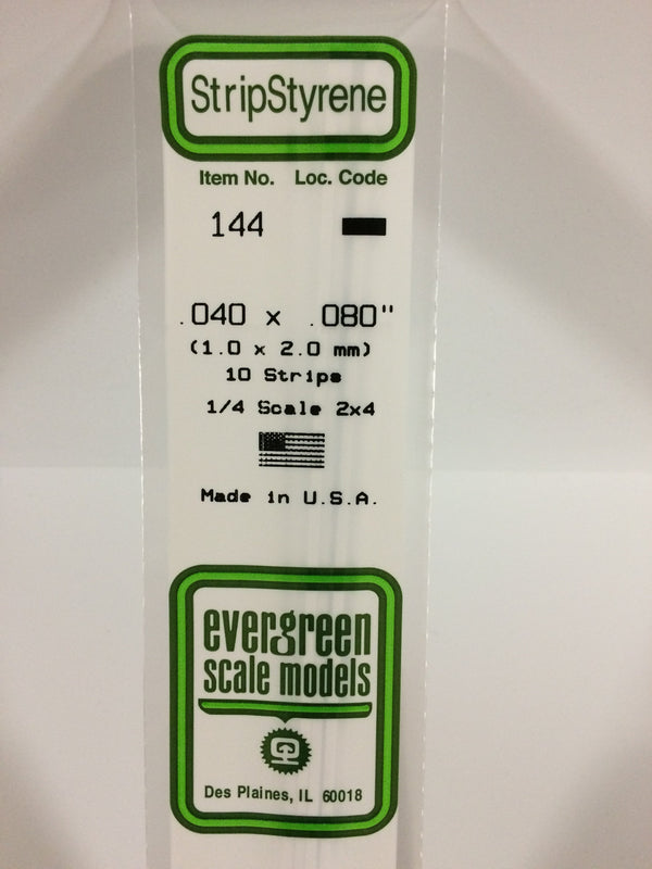Evergreen - 144 - .040" X .080" OPAQUE WHITE POLYSTYRENE STRIP