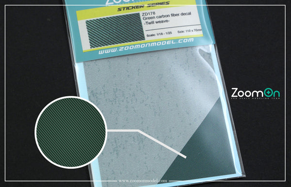 ZoomOn ZD178 Green carbon fiber decal -Twill weave-