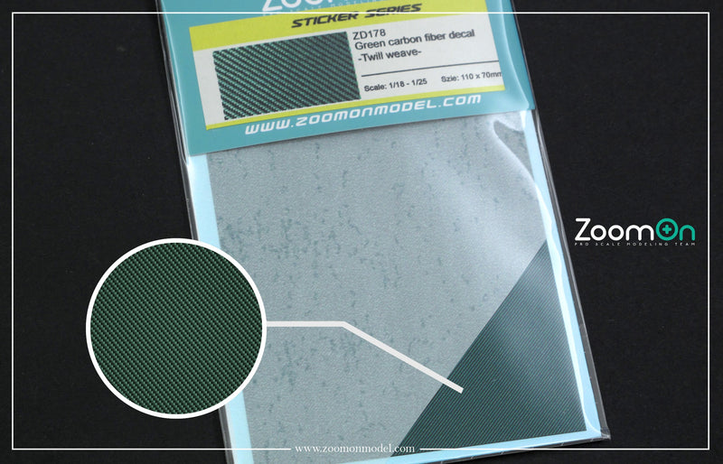 ZoomOn ZD178 Green carbon fiber decal -Twill weave-