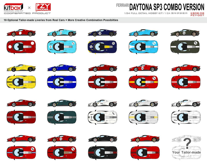 PZY & KitBox Models - 1/24 Ferrari Daytona SP3 Combo Version