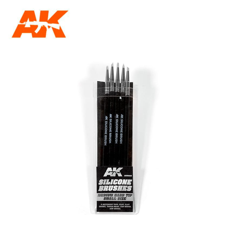 AK Interactive Silicone Brushes Medium Hard Tip, Small - 5Pk