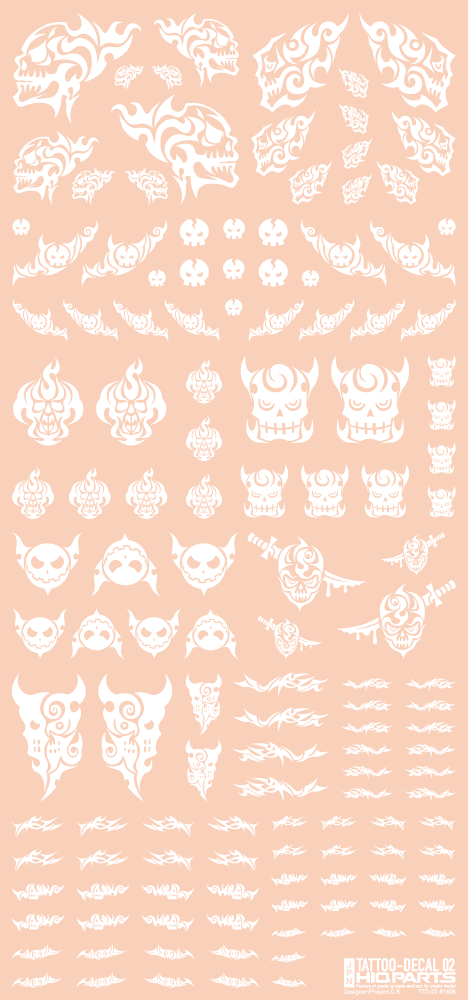 HiQ Parts Tattoo Decal 02 'Skull' White (1pc)
