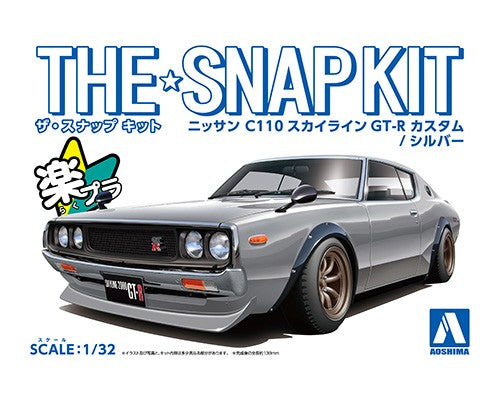 Aoshima 1/32 SNAP KIT #19-SP1 Nissan C110 Skyline GT-R Custom (Silver)