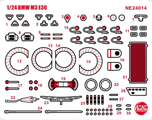 NuNu Hobby Detail-Up Parts for 1/24 BMW M3 E30 Gr.A '91 Auto Tech