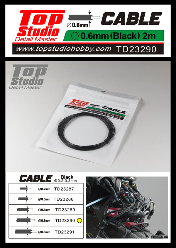 Top Studio 0.6mm Black Cable TD23290