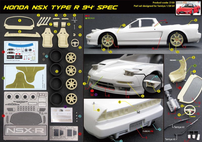 ZoomOn Z133 Honda NSX Type R 94’ Spec part set