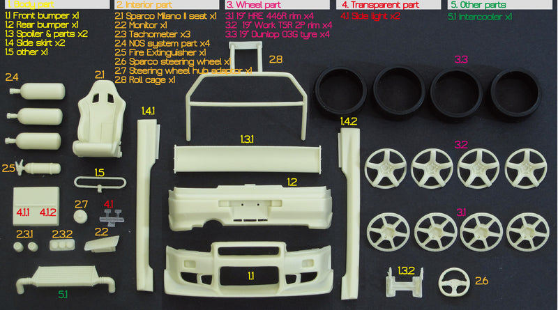 ZoomOn Z140 Nissan Skyline GT-R R34 F&F 2 part set