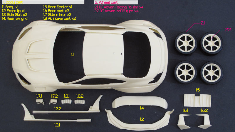 ZoomOn Z164 Artisan Spirits BRZ wide body part set