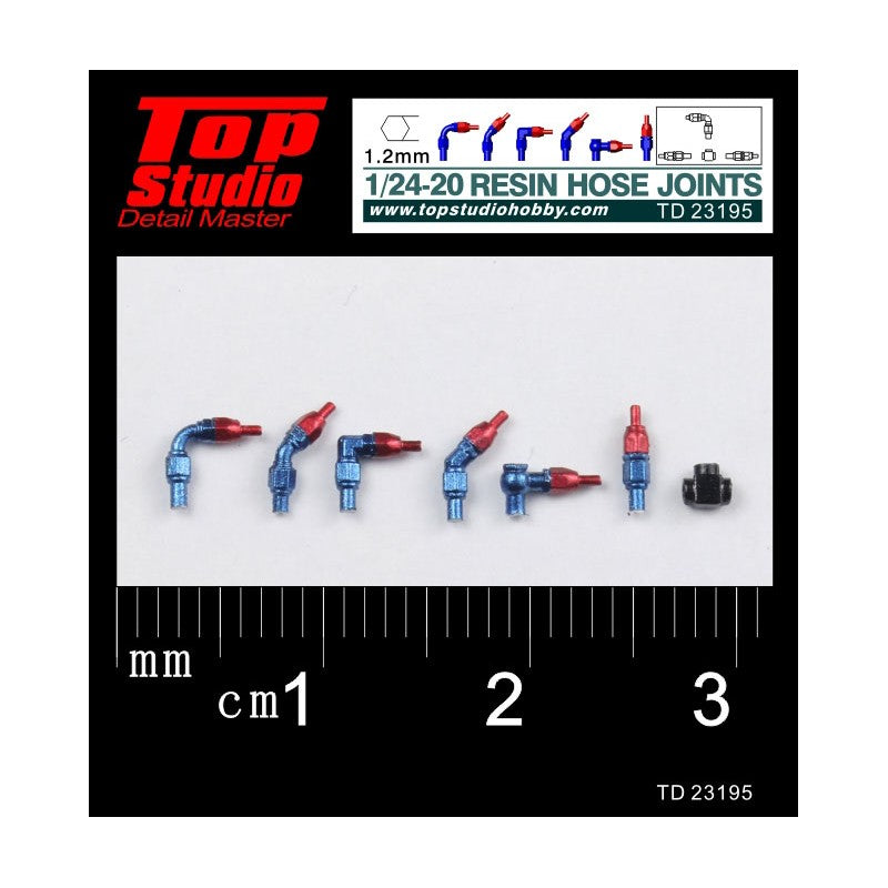 Top Studio 1/24-20 (1.2mm) resin hose joints  TD23195