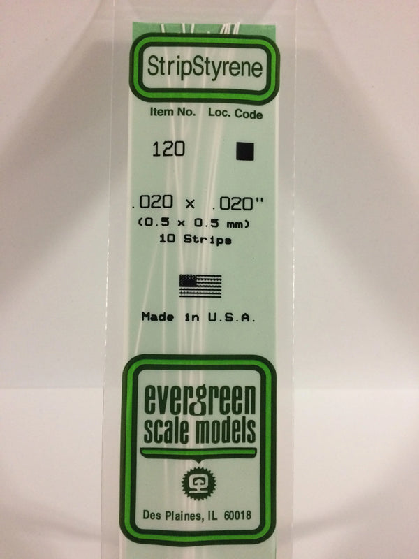 Evergreen  #120 - .020" X .020" OPAQUE WHITE POLYSTYRENE STRIP