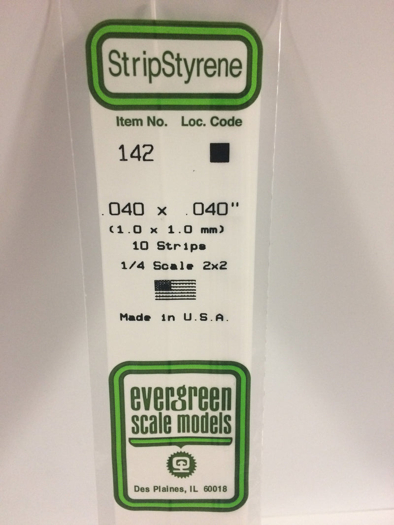 Evergreen - 142 - .040" X .040" OPAQUE WHITE POLYSTYRENE STRIP