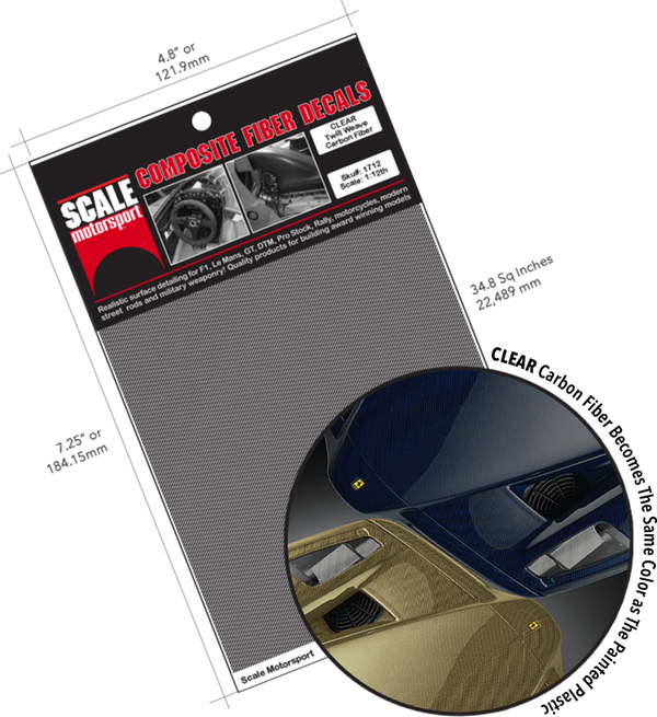 Scale Motorsport 1/24 CARBON FIBER TWILL WEAVE CLEAR MODEL CAR WATERSLIDE DECAL 1724