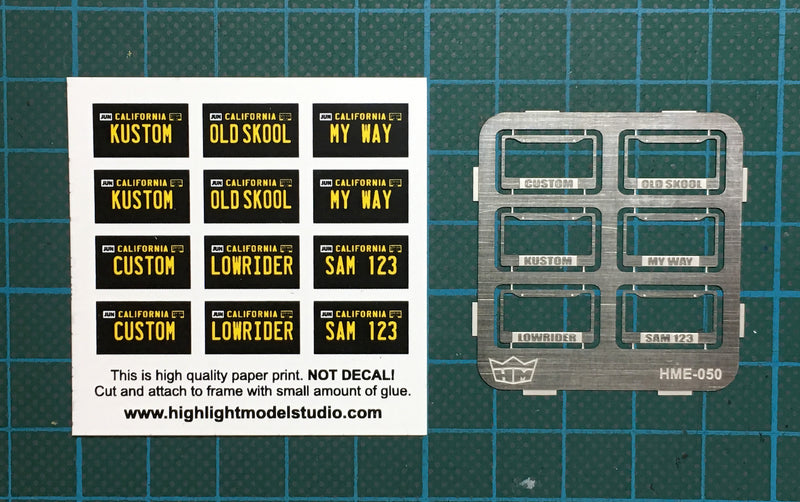 Highlight Model Studio HME-050, License plate frames + license plates