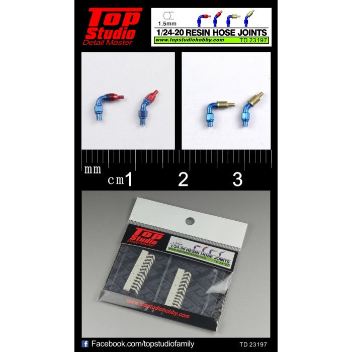 Top Studio 1/24-20 (1.5mm) resin hose joints  TD23197