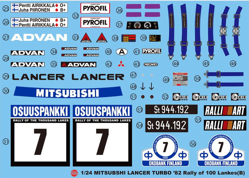 NuNu Hobby PLATZ 1/24 Mitsubishi Lancer Turbo 82 Rally of 1000 Lakes