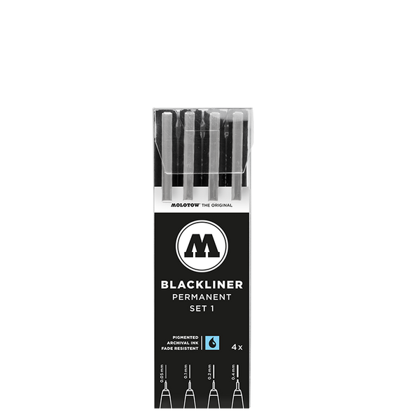 Molotow Blackliner Pen 4pc Set #1 (.05, .1, .2, .4mm)