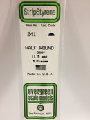 Evergreen - 241 - .060" (1.5MM) OPAQUE WHITE POLYSTYRENE HALF ROUND