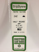 Evergreen - 242 - .080" (2.0MM) OPAQUE WHITE POLYSTYRENE HALF ROUND