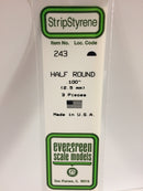 Evergreen - 243 - .100" (2.5MM) OPAQUE WHITE POLYSTYRENE HALF ROUND