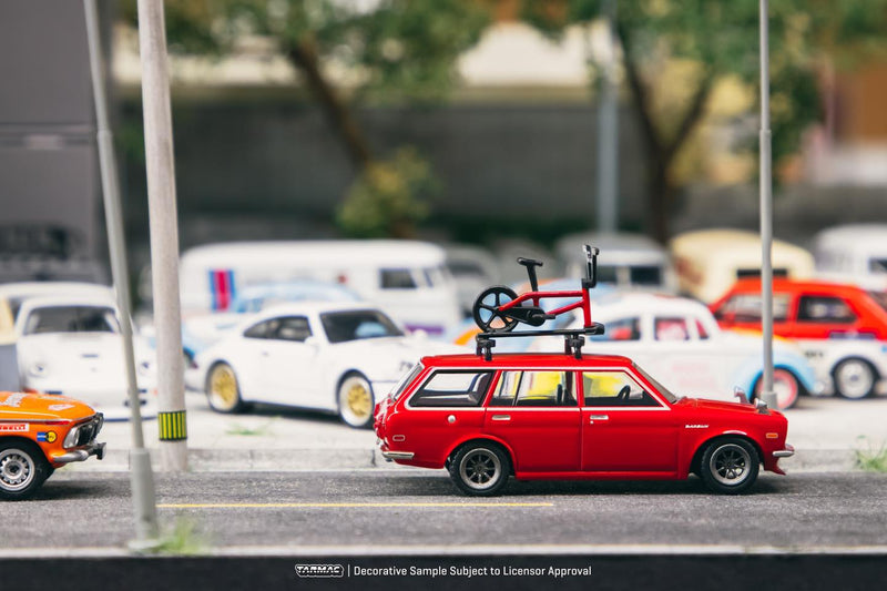 Tarmac Works 1:64 Global 64 Datsun Bluebird 510 Wagon With Bike & Rack