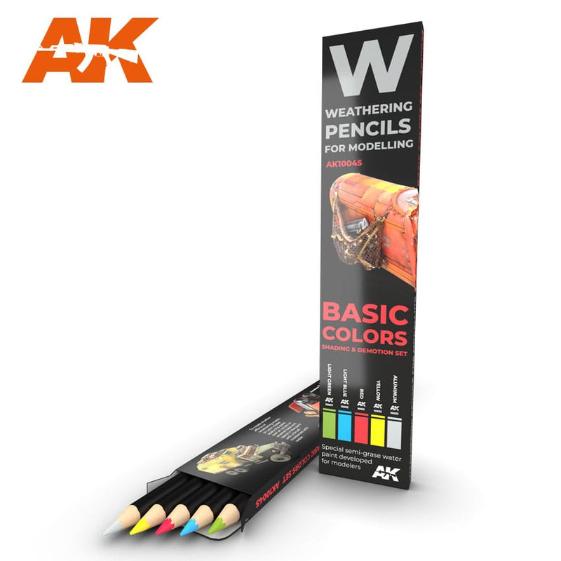 AK-INTERACTIVE - Weathering Pencils: Basic Colors Shading & Demotion Set (5 Colors)