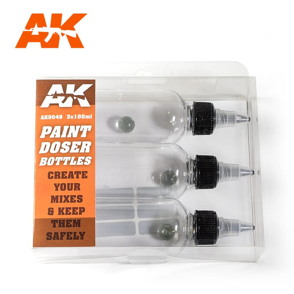 AK-INTERACTIVE - Paint Doser 100ml Bottles w/Shaker Ball (3)