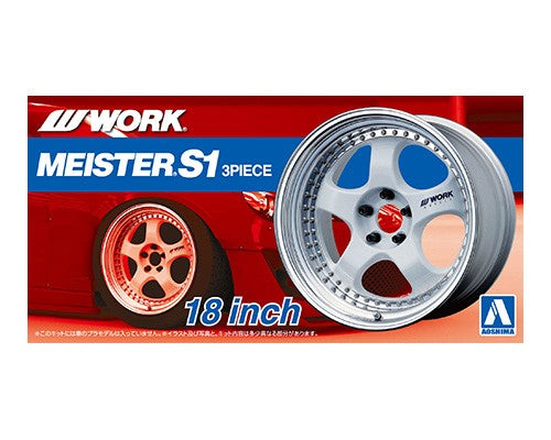 Aoshima 1/24 WORK MEISTER S1 3PIECE 18inch Tire & Wheel Set