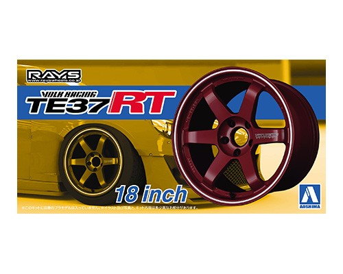 Aoshima 1/24 VOLK RACING TE37RT 18inch Tire & Wheel Set