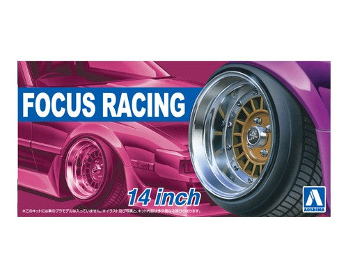 Aoshima 1/24 FOCUS RACING 14inch Tire & Wheel Set