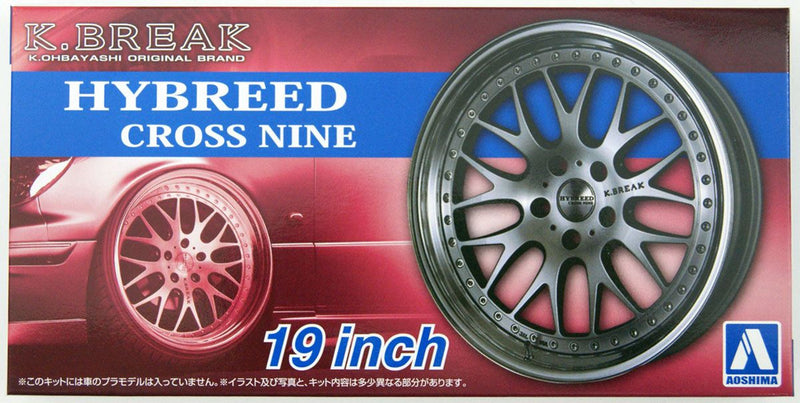 Aoshima 1/24 K-BREAK HYBREED CROSS NINE 19inch Tire & Wheel Set