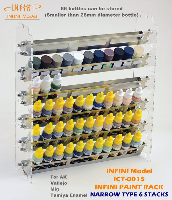 Infini Model Paint Rack Narrow 6 stacks(Tamiya, Vallejo, Mig, AK)