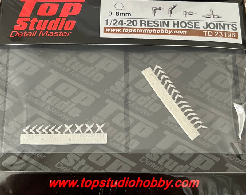 Top Studio 1/24-20 (0.8mm) resin hose joints TD23196