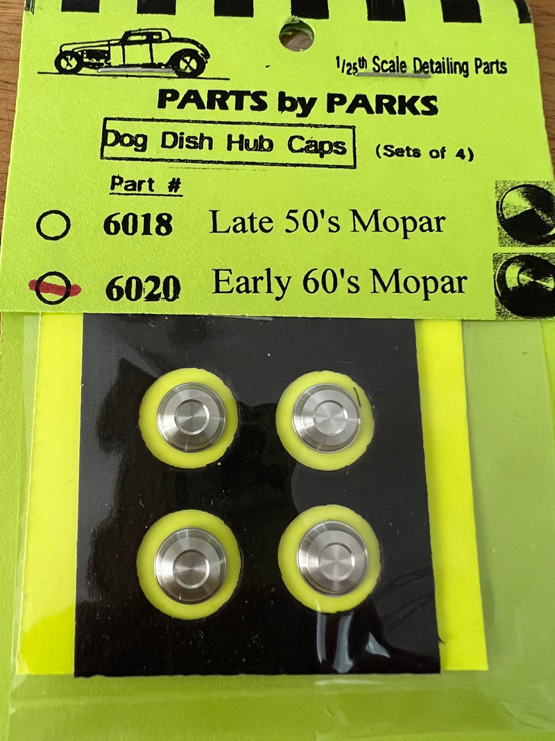 PARTS BY PARKS PBP-6020 1/24-1/25 Dog Dish Hub Caps Early 60s Mopar