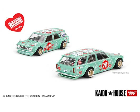 Kaido House x Mini GT 1:64 Datsun Kaido 510 Wagon Hanami V1 Green Limited Edition