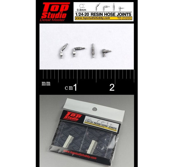 Top Studio 1/24-20 (0.8mm) resin hose joints TD23200