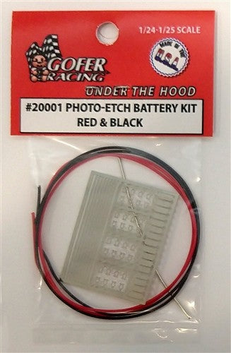 GOFER RACING Photo-Etch Battery Detail Set w/Cable Wire Red & Black